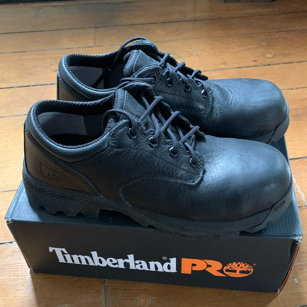 Men's Timberland TiTAN EV Composite Toe Oxford Black Shoes EUC 11